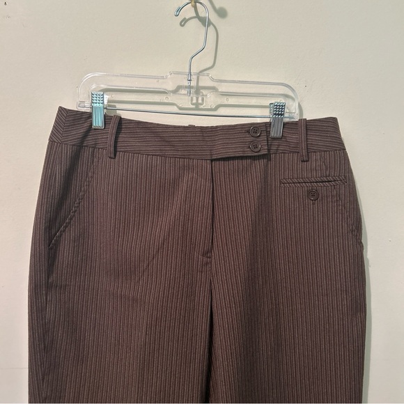 Larry Levine Pants Women’s 10 Trends Chocolate Brown Pinstripe Trouser Straight - Picture 2 of 9